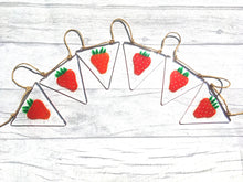 Load image into Gallery viewer, Handmade Fused Glass Strawberry Bunting Hanging Decoration
