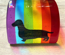 Load image into Gallery viewer, Handmade Fused Glass Rainbow Bridge Dog Memorial- Any Dog Breed or Pet
