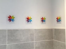 Load image into Gallery viewer, Handmade Fused Glass Geometric Star Wall Art Panel.
