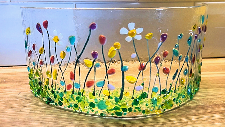 FUSED GLASS CLASS- MOSAIC SUMMER MEADOW CURVE SCREEN OR DISH