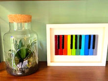 Load image into Gallery viewer, Handmade Fused Glass Rainbow Piano Keyboard Framed Wall Art
