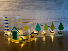 Load image into Gallery viewer, Limited Edition &#39;Summer Daze&#39; Set of Three Fused Glass Light/Candle Art Screens
