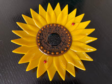 Load image into Gallery viewer, Handmade Fused Glass Sunflower Decorative Dish or Wall Plaque
