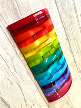 Load image into Gallery viewer, Fused Glass Rainbow Striped Candle Holder- Home Decor, Table Centrepiece
