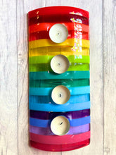 Load image into Gallery viewer, Fused Glass Rainbow Striped Candle Holder- Home Decor, Table Centrepiece
