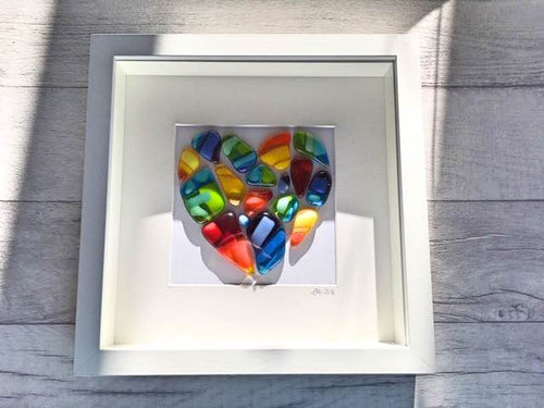 Unique Handmade Fused Glass Original Heart Framed Wall Art- Any Colour of Choice.