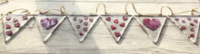 Load image into Gallery viewer, Handmade Bunting, Heart Bunting, Copper Heart, Heart Decor, Fused Glass Heart, Heart Art, Heart Gift, Love Hearts, Valentine&#39;s Gift, Wedding.
