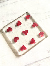 Load image into Gallery viewer, Fused Glass Copper Heart Drinks Coasters- Set of 4
