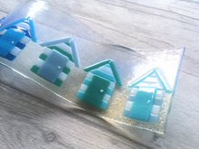 Load image into Gallery viewer, Fused Glass Beach Huts Candle Screen,Beach Theme Decor.
