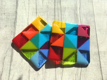 Load image into Gallery viewer, Fused Glass Geometric Retro Design Drinks Coasters- Set of 2.
