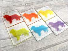 Load image into Gallery viewer, Fused Glass Bernese Mountain Dog Drinks Coasters.
