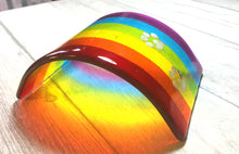 Load image into Gallery viewer, Handmade Fused Glass Rainbow Bridge Pet Memorial Candle Screen Holder.
