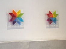 Load image into Gallery viewer, Fused Glass Geometric Rainbow Star Wall Art, Geometric Home Decor
