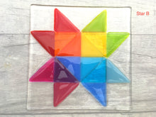Load image into Gallery viewer, Fused Glass Geometric Rainbow Star Wall Art, Geometric Home Decor
