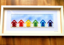 Load image into Gallery viewer, Fused Glass Rainbow Beach Hut Wall Art.
