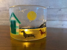 Load image into Gallery viewer, Limited Edition- &#39;Beach- Combing Dachshunds&#39; Fused Glass Art Light/Candle Screen.
