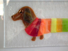 Load image into Gallery viewer, Handmade Fused Glass Wall Art- Rainbow Dachshund Home Decor Gift
