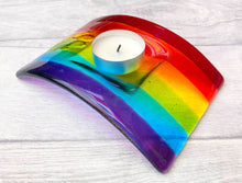 Load image into Gallery viewer, Glass Rainbow Bridge Pet Memorial Candle Holder, Pet Loss Gift
