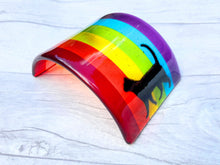 Load image into Gallery viewer, Handmade Fused Glass Rainbow Bridge Cat Memorial
