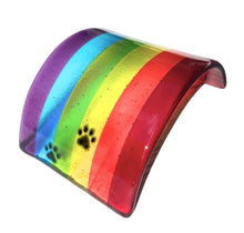 Load image into Gallery viewer, Handmade Fused Glass Rainbow Bridge Cat Memorial
